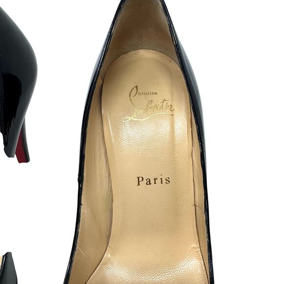 Christian Louboutin New Simple Pump 120 Black Patent Leather Heels Size 37 / 7 - Picture 4 of 14